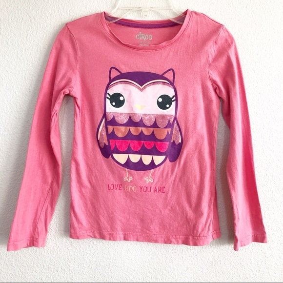 Circo Other - Pink Graphic Owl Long Sleeve Top. Sz 7/8.